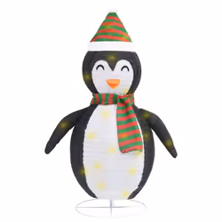 vidaXL Figura Decorativa Natalizia Pinguino LED Tessuto Pregiato 90 cm - Vista aggiuntiva 2