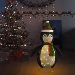 vidaXL Figura Decorativa Natalizia Pinguino LED Tessuto Pregiato 90 cm - Vista aggiuntiva 3