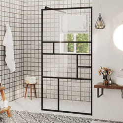 Parete Doccia Walk-in in Vetro Trasparente esg e struttura Nera varie misure dimensioni: 80 x 195 cm