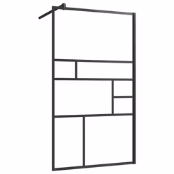 vidaXL Parete per Doccia Walk-in Vetro Trasparente ESG 90x195 cm Nera - Vista aggiuntiva 2