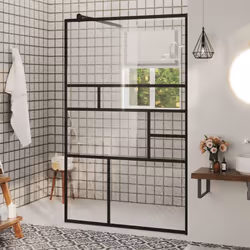 Rinnovate il vostro bagno donandogli un nuovo stile grazie a questa moderna parete per doccia con vetro trasparente. Ha uno s ...