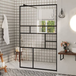 Parete Doccia Walk-in in Vetro Trasparente esg Nera 100x195 cm Vidaxl 99443