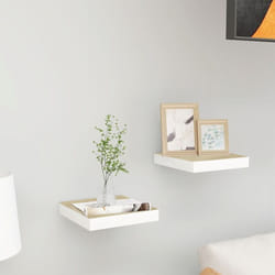 2 pz Mensole a Muro, Mensole Da Parete Rovere e Bianco 23x23, 5x3, 8 cm in mdf Vidaxl