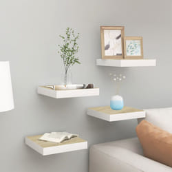 4 pz Mensole a Muro, Mensole Da Parete Rovere e Bianco 23x23, 5x3, 8 cm in mdf Vidaxl
