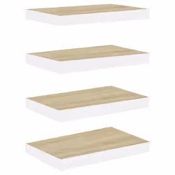 vidaXL Scaffali a Parete 4 pz Rovere e Bianco 40x23x3,8 cm in MDF - Vista aggiuntiva 2