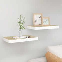 Set da 2 mensole a sospensione bianche e marroni disponibili in varie misure dimensioni : 50 x 23 x 3.8 cm