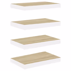 vidaXL Scaffali a Parete 4 pz Rovere e Bianco 50x23x3,8 cm in MDF - Vista aggiuntiva 2