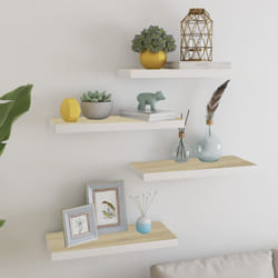 4 pz Scaffali a Parete, Mensole da Partete Rovere e Bianco 60x23, 5x3, 8 cm in mdf Vidaxl