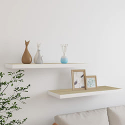 2 pz Scaffali a Parete, Mensole da Partete Rovere e Bianco 80x23, 5x3, 8 cm in mdf Vidaxl