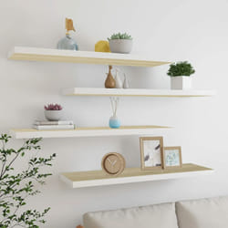 4 pz Scaffali a Parete, Mensole da Partete Rovere e Bianco 120x23, 5x3, 8 cm in mdf Vidaxl
