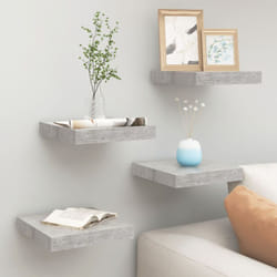 4 pz Mensole a Muro, Mensole Da Parete Grigio Cemento 23x23, 5x3, 8 cm in mdf Vidaxl