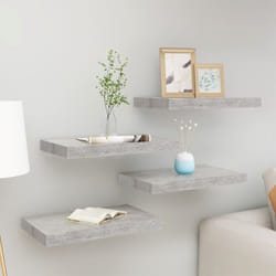 4 pz Scaffali a Parete, Mensole da Partete Grigio Cemento 50x23x3, 8 cm in mdf Vidaxl