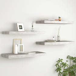 4 pz Scaffali a Parete, Mensole da Partete Grigio Cemento 60x23, 5x3, 8 cm in mdf Vidaxl
