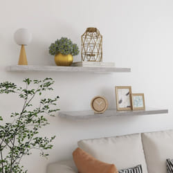 2 pz Scaffali a Parete, Mensole da Partete Grigio Cemento 90x23, 5x3, 8 cm in mdf Vidaxl