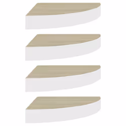 vidaXL Mensole Angolari 4 pz Rovere e Bianco 25x25x3,8 cm in MDF - Vista aggiuntiva 2