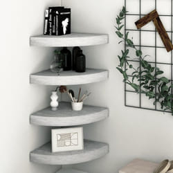 Mensole Angolari 4pz, Mobile Moderno Grigio Cemento 25x25x3,8 cm in mdf Vidaxl 8523