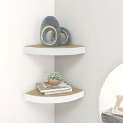Set 2 mensole angolari 35 x 35 cm ideali per ogni stanza disponibili vari colori colore : Marrone e Bianco