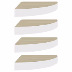 vidaXL Mensole Angolari 4 pz Rovere e Bianco 35x35x3,8 cm in MDF - Vista aggiuntiva 2