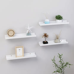 Set da 4 mensole a sospensione in legno Bianco lucido disponibili varie misure dimensioni : 40 x 9 x 3 cm