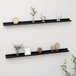 Set da 2 mensole a sospensione in legno nere disponibili in varie misure dimensioni : 115 x 9 x 3 cm