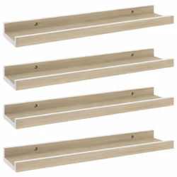 vidaXL Mensole da Parete 4 pz Bianco e Rovere Sonoma 40x9x3 cm - Vista aggiuntiva 2