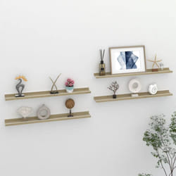 Mensole da Parete 4 pz, Mobile Moderno Bianche e Rovere Sonoma 80x9x3 cm Vidaxl 6047