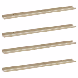 vidaXL Mensole da Parete 4 pz Bianco e Rovere Sonoma 100x9x3 cm - Vista aggiuntiva 2