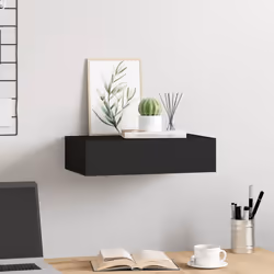 vidaXL Scaffale con Cassetti da Parete Nero 40x23,5x10 cm in MDF - Vista aggiuntiva 3