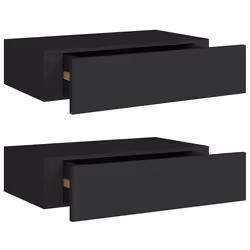 vidaXL Scaffali con Cassetti da Parete 2 pz Neri 40x23,5x10 cm MDF - Vista aggiuntiva 2