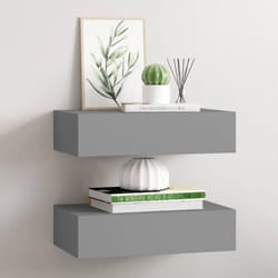 vidaXL Scaffali con Cassetti da Parete 2 pz Grigi 40x23,5x10 cm MDF