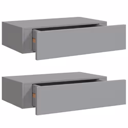 vidaXL Scaffali con Cassetti da Parete 2 pz Grigi 40x23,5x10 cm MDF - Vista aggiuntiva 2