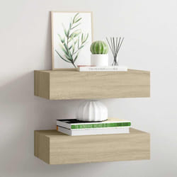 vidaXL Scaffali con Cassetti da Parete 2 pz Rovere 40x23,5x10 cm MDF