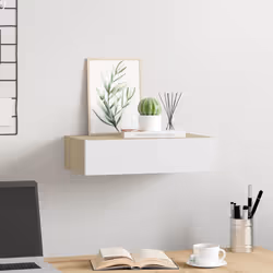 vidaXL Mensola a muro con cassetti in rovere e bianco 40x23,5x10 cm MDF - Vista aggiuntiva 3