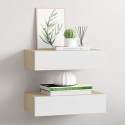vidaXL Scaffali con Cassetti 2 pz Rovere e Bianco 40x23,5x10 cm in MDF