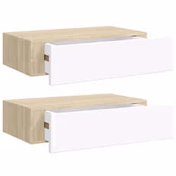 vidaXL Scaffali con Cassetti 2 pz Rovere e Bianco 40x23,5x10 cm in MDF - Vista aggiuntiva 2