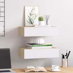 vidaXL Scaffali con Cassetti 2 pz Rovere e Bianco 40x23,5x10 cm in MDF - Vista aggiuntiva 3