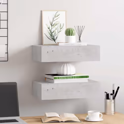 vidaXL Scaffali con Cassetti 2 pz Grigio Cemento 40x23,5x10 cm in MDF - Vista aggiuntiva 3