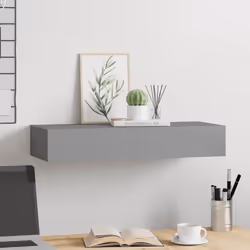 vidaXL Scaffale con Cassetti da Parete Grigio 60x23,5x10 cm in MDF - Vista aggiuntiva 3