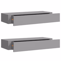 vidaXL Scaffali con Cassetti da Parete 2 pz Grigi 60x23,5x10 cm MDF - Vista aggiuntiva 2
