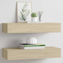 vidaXL Scaffali con Cassetti da Parete 2 pz Rovere 60x23,5x10 cm MDF