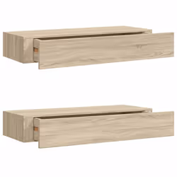 vidaXL Scaffali con Cassetti da Parete 2 pz Rovere 60x23,5x10 cm MDF - Vista aggiuntiva 2