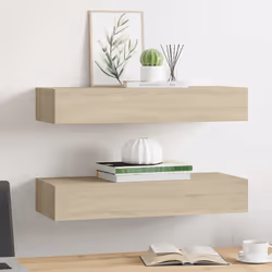 vidaXL Scaffali con Cassetti da Parete 2 pz Rovere 60x23,5x10 cm MDF - Vista aggiuntiva 3