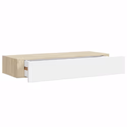 vidaXL Mensola a muro con cassetti in rovere e bianco 60x23,5x10 cm MDF - Vista aggiuntiva 2