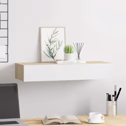 vidaXL Mensola a muro con cassetti in rovere e bianco 60x23,5x10 cm MDF - Vista aggiuntiva 3