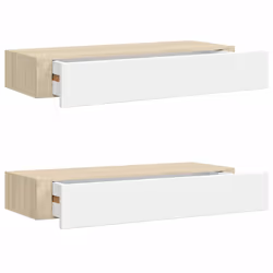 vidaXL Scaffali a muro con cassetti 2 pz rovere e bianco 60x23,5x10 cm MDF - Vista aggiuntiva 2