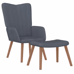 vidaXL Poltrona Relax con Poggiapiedi Grigio Scuro in Velluto - Vista aggiuntiva 2