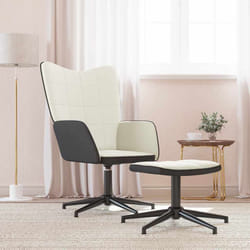 vidaXL Poltrona Relax con Poggiapiedi Bianco Crema in Velluto e PVC