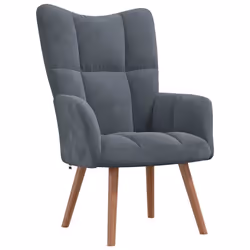 vidaXL Sedia Relax Grigio Scuro in Velluto - Vista aggiuntiva 2