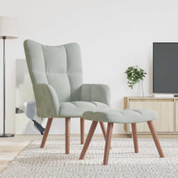 vidaXL Poltrona Relax con Poggiapiedi Grigio Chiaro in Velluto