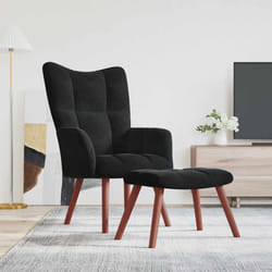 vidaXL Poltrona Relax con Poggiapiedi Nero in Velluto
